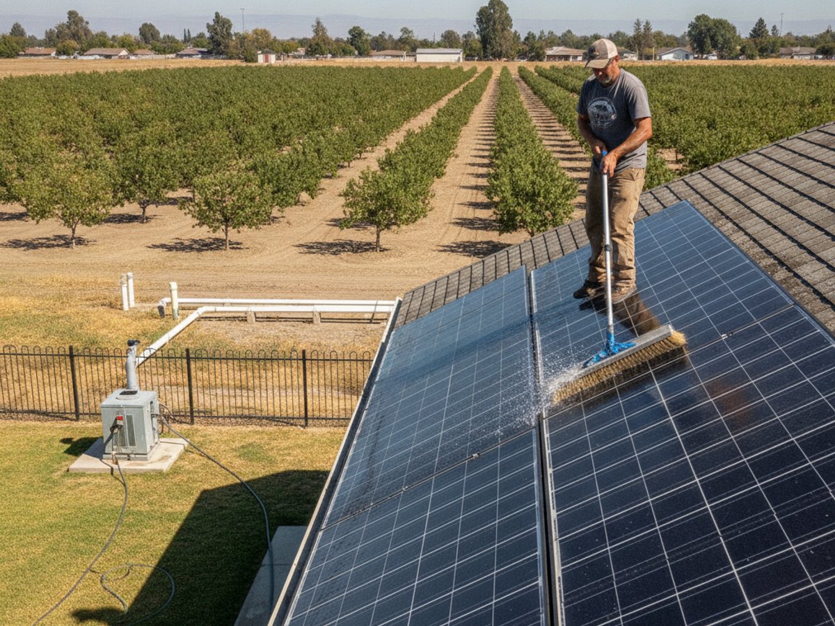 Solar panel cleaning in Kerman, CA