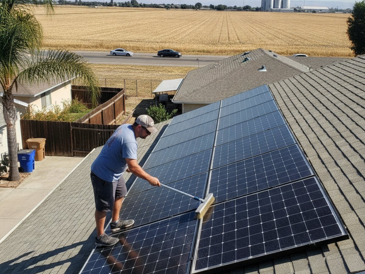 Solar panel cleaning in Kingsburg, CA